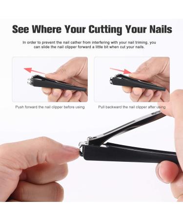 FERYES Nail Clippers Set - Stainless Steel Clippers with Catcher, 2 PCS for Fingernails and Toenails - Includes Black Metal Case - Buy Online on GoSupps.com