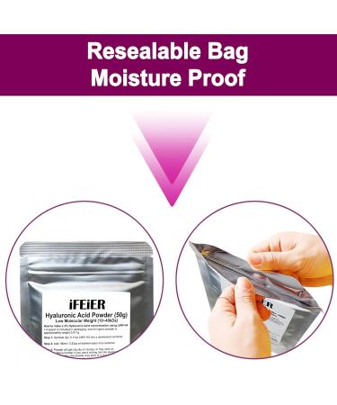 Hyaluronic Acid Powder 50g - Anti-Aging Low Molecular Weight Serum for DIY Cosmetics | Reduces Fine Lines & Wrinkles - Buy Online on GoSupps.com
