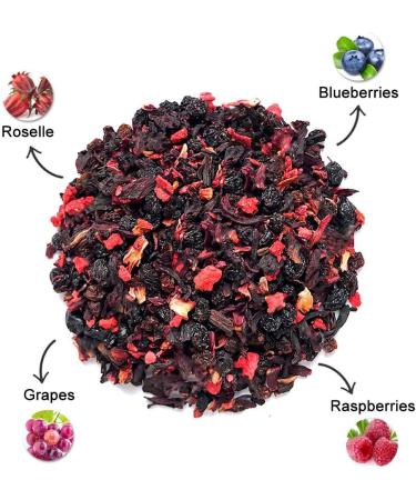 Plant Gift Currant Berries Blueberry Raspberry Tea Bags hibiscus tea bags Roselle Blueberries Grapes Raspberries Into Iced Tea & Hot Tea Oganic Fruit Herbal Tea 70G/2.5oz - Buy Online on GoSupps.com