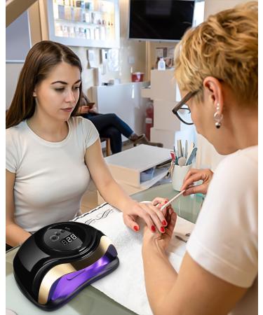 Aokyom 168W UV LED Nail Dryer Lamp - Professional Gel Nail Lamp with 10/30/60/99S Timer & Smart Sensor - Luxury Black Gold for All Gel Nail Polish & Toenails - Buy Online on GoSupps.com