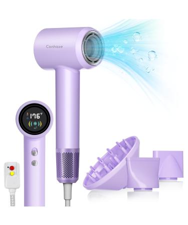 Diffuser Hair Dryer Professional Ionic Blow Dryer with Diffuser for Curly Hair 110000 RPM Brushless Motor High Speed Hairdryer Blowdryer for Women Men Home Salon Travel Thermo-Control Low Noise Light Purple Upgraded Style