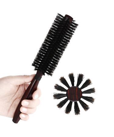 Round Boar Bristle Hair Brush-1.8 Inch, Blow Drying & Styling Soft Natural Boars Wooden Hairbrush for Women & Men's Short Fine Hair, Beard