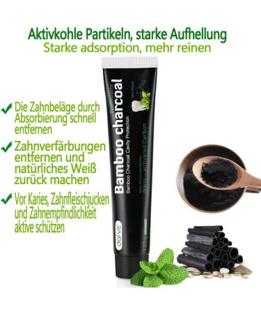Activated Charcoal Toothpaste - Natural Teeth Whitening Bamboo Charcoal - Smoker's Black Toothpaste - 120g (2 Pack) for Bright White Teeth | International Shipping - Buy Online on GoSupps.com