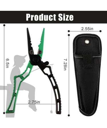Mouhike Long Nose Fishing Pliers - Stainless Steel Hook Remover and Braid Cutter for Freshwater and Saltwater Fishing - Green Pliers Only - Buy Online on GoSupps.com