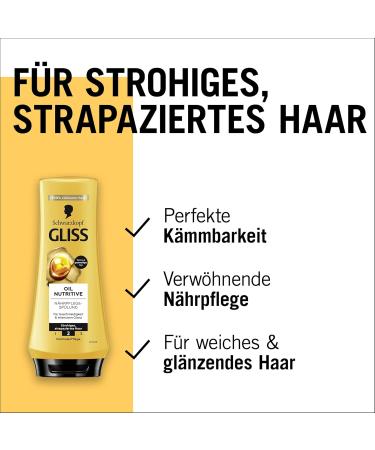 Gliss Conditioner Oil Nutritive (200 ml) conditioner intensely nourishes damaged and damaged hair the conditioner ensures perfect detangling - Buy Online on GoSupps.com
