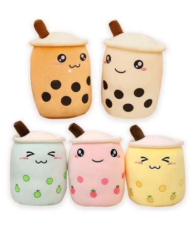 AMOZO Cute Cartoon Boba Milk Tea Soft Plush Doll Giant Boba Bubble Plushie Stuffed Tea Cup Pillow Gift Toys(Beige 35cm) Beige 35cm