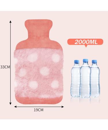 Large 2L Hot Water Bottle with Cover | Premium Natural Rubber | Period Pain Relief and Heat Therapy for Neck, Shoulders, Back, and Feet | Pink - Buy Online on GoSupps.com