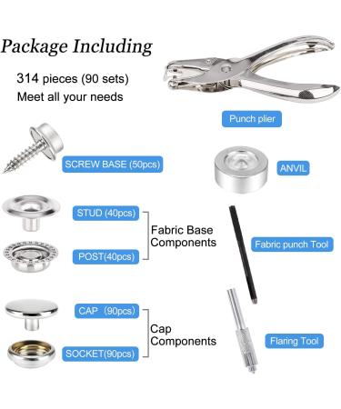 CENOZ Marine Grade Stainless Steel Snap Kit - 314PCS | Boat Cover & Furniture Snaps with Setting Tool - Silver - Buy Online on GoSupps.com