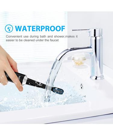MGW Rechargeable Sonic Electric Toothbrush for Adults, 3 Modes, Smart Timer, IPX7 Waterproof, 2 Replacement Heads, 60 Days Battery Life - Black - Buy Online on GoSupps.com