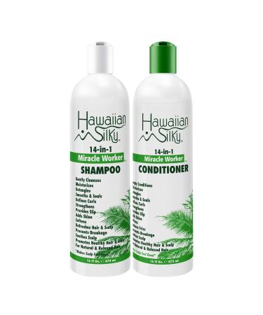 Hawaiian Silky Miracle Worker Shampoo & Conditioner  16 fl oz | Strengthen & Repair Damaged Hair | Sulfate-Free  Paraben-Free