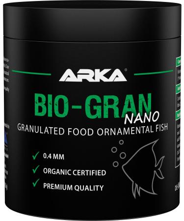 ARKA Bio-Gran Nano - 250 ML - Certified Organic Fish Food for Any Freshwater Aquarium, Promotes Growth, Colors and Vitality of Ornamental Fish.