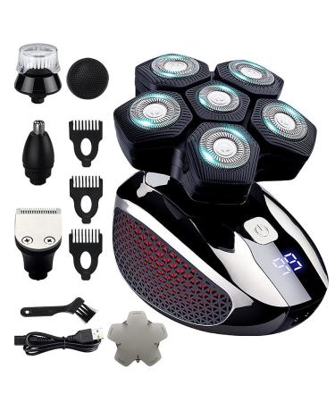 Electric Razor for Men Head Shaver 5 in 1 Electric Razor for Bald Men Trimmer with Nose Hair Sideburns Clipper Waterproof Wet Dry Grooming Kit
