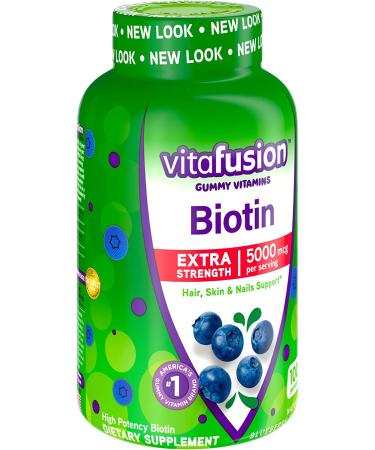 VitaFusion Extra Strength Biotin 5000 mcg Gummies - Natural Blueberry Flavor | 100 Count - Buy Online on GoSupps.com