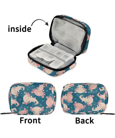 Pfrewn 7 Day Axolotl Kawaii Pill Organizer Case | Portable Weekly Vitamin & Medicine Holder with Zipper | Travel-Friendly Supplement Pouch - Buy Online on GoSupps.com