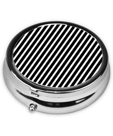 Buy Black & White Stripe Portable Metal Pill Box - 3-Compartment Travel Case for Small Pills - Buy Online on GoSupps.com