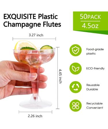 PULOTE 50 Pack Clear Plastic Champagne Flutes - 4.5 oz - Ideal for Wedding, Party, and Everyday Use - Buy Online on GoSupps.com