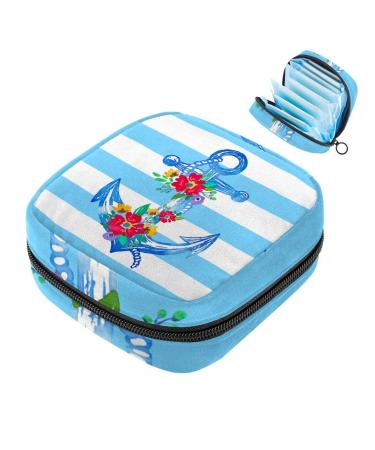 Portable women's binding-storage bags menstrual cup pocket female menstrual pads bags for teenage girls tampons for the first period aesthetic anchor flowers