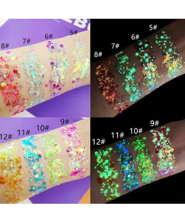 Glitter Gel Makeup Iridescent Glitter Set 12 Colours Glitter Powder Kit Glitter Cosmetic for Face Nails Eyes Lips Hair Body Music Festivals Halloween Parties Christmas - Buy Online on GoSupps.com