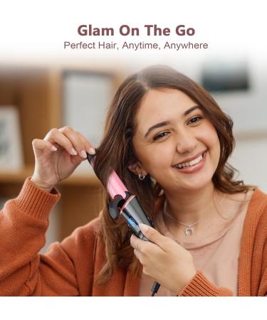 1 Inch Travel Curling Iron - Mini Hair Curler with Temp Control Dual Voltage 5 Heat Settings Auto Shut-off - Pink - Buy Online on GoSupps.com