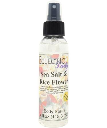 Sea Salt and Rice Flower Body Spray (Double Strength) 4 ounces Body Mist for Women with Clean Light & Gentle Fragrance Long Lasting Perfume with Comforting Scent for Men & Women Cologne with 4 Fluid Ounces (Double Strength)