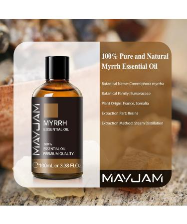 MAYJAM Myrrh Essential Oil 100ML - Pure Myrrh Oil for Diffusers Humidifiers DIY Home & Wardrobes - 100% Natural Aromatherapy - Buy Online on GoSupps.com