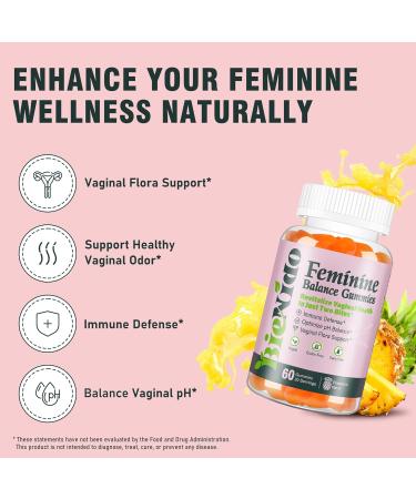 BieNido Premium Feminine Balance Gummies Pineapple Gummies for Women pH for Vaginal Health & Immune Support Vegan Gluten Free (60 Count) - Buy Online on GoSupps.com