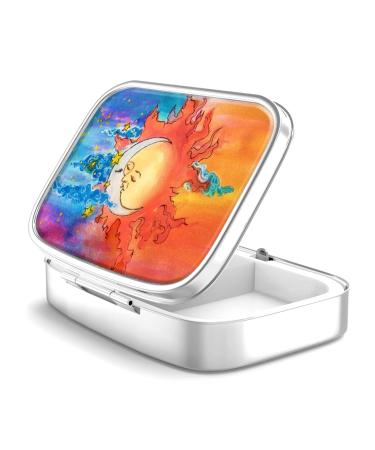 Pill dose 2 compartments Medicine Pill dose portable pill box for bag or wallet Pillendose decorative metal medicine vitamin organizer Unique gift 1 piece 11-sun kiss moon