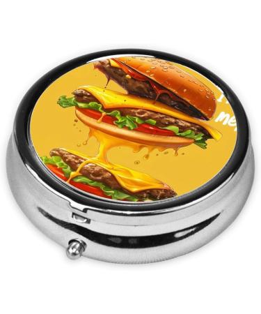 Burger Melt Portable Metal Pill Box - Mini 3-Compartment Travel Case for Small Pills - Hinged Design for Easy Use - Buy Online on GoSupps.com
