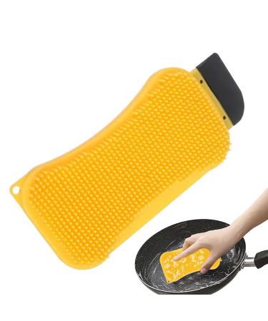 Silicone Dish Sponge Multi-Purpose Dish Brush | Scrub Brush Kitchen Cleaning Tool Sponge Scraper for Easy Cleaning & Dishwashing