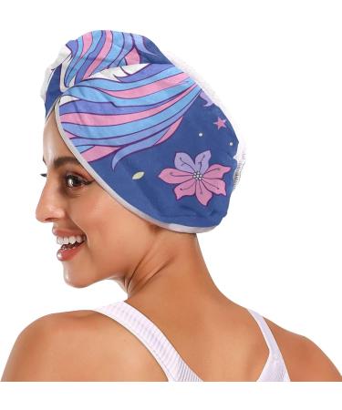 Purple Pink Unicorn Hair Towel 2 Pack | Super Absorbent Quick Dry Hair Turbans for Women & Girls - Buy Online on GoSupps.com