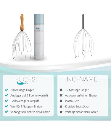 Fuchsi Head Spider Massager | High-Quality Wooden Handle | 20 Soft Metal Sensors for Ultimate Relaxation - Buy Online on GoSupps.com