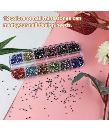 QJIBOVM Flat bottom rhinestone gems crystal nail art gems with picking tweezers and rhinestone picker dot drill pen suitable for nails clothes face crafts - Buy Online on GoSupps.com