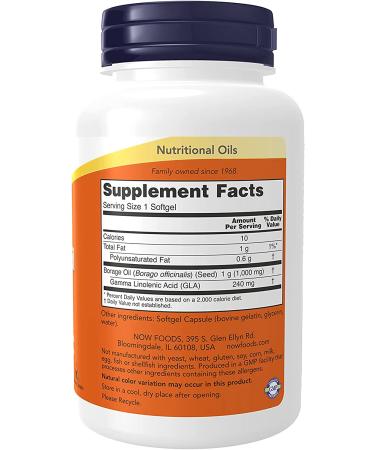 Now Foods Borage Oil 1000 mg - GLA 60 Softgels | Premium Omega-6 Supplement - Buy Online on GoSupps.com