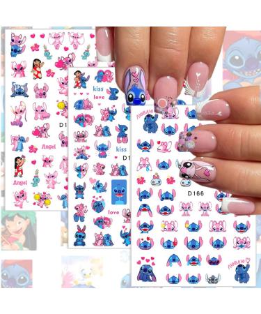 Lilo and Stitch Nail Art Stickers - 6 Sheets, Self-Adhesive Cartoon Design Decals for DIY Nail Decoration - Buy Online on GoSupps.com