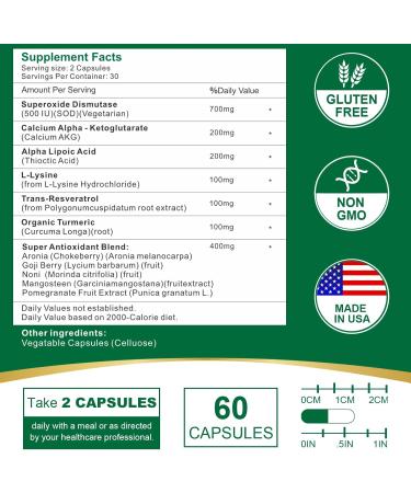 700MG Superoxide Dismutase Supplement - High Potency Antioxidant for Cellular Health - 180 Capsules - Buy Internationally - Buy Online on GoSupps.com