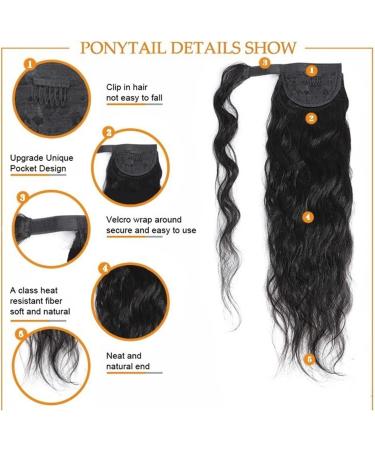 Ponytail Extensions 8-24" Body Wave Human Hair Ponytail for Black Women Wrap Around Ponytail Extensions with Magic Paste Brazilian Remy Hair Clip In Ponytail Hair Pieces for Women (Color : Natural Co 24inches Natural Color - Buy Online on GoSupps.com