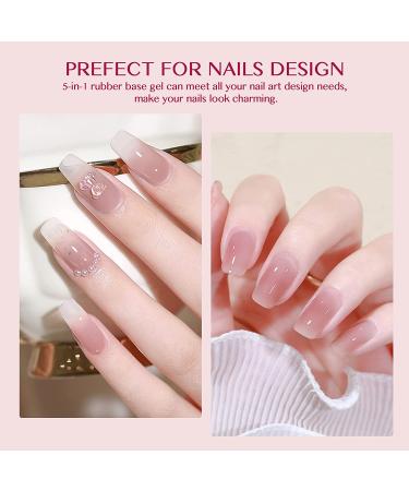 Saviland 5-In-1 Sheer Pink Rubber Base Gel Nail Polish - Strengthener for Starters & Professionals - Home DIY - Buy Online on GoSupps.com