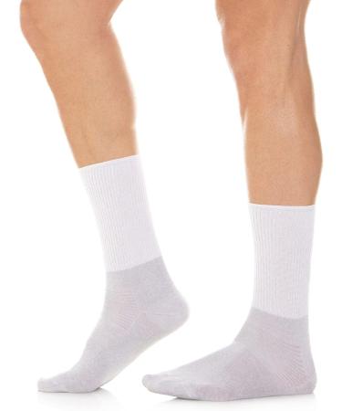 RELAXSAN 550 Diabetic Crew Socks for Men Women - Seamless, Non-Binding Cotton and Silver Socks for Sensitive Feet - White, 5-XL Man 9.5-11.5 / Woman 11-12.5 - Buy Online on GoSupps.com