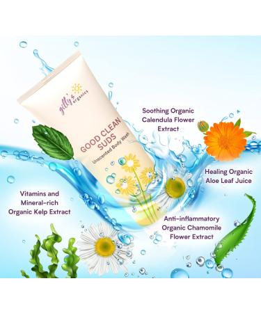 Natural Body Wash Organic & Unscented | Gilly's Organics 2-in-1 Bath Shower Gel & Shampoo - Hydrating SLS Free Gentle Formula for Sensitive Skin - 8 fl oz - Buy Online on GoSupps.com