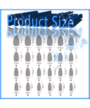 24Pcs Blue Chrome Press-On Nails | Glossy Sparkly Gel Glue-On Nails | Medium Almond Acrylic Manicure Art for Coquette Women - Buy Online on GoSupps.com