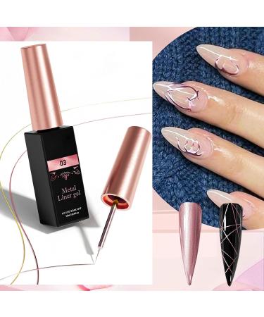 Gel Nail Polish Rose Glod Builder Gel for Nails Swirl Art Gel Liner UV/LED Soak-Off Gel Polish Metallic Painting Gel for Professional Salon & Home DIY Use 03 - Buy Online on GoSupps.com