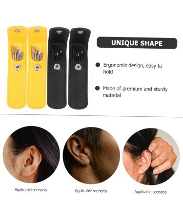 Buy Healvian 4 Set Ear Cleaning Tool | Portable Ear Wax Removal Kit | Safe Baby Ear Cleaner | FSA Approved Earwax Spoon Set - Black & Yellow - Buy Online on GoSupps.com