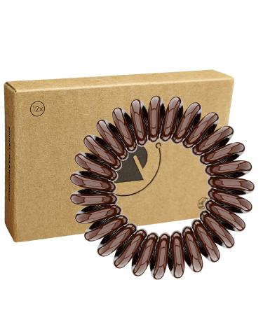 Reskthetic - High -quality spiral hair tie (brown) gently to hair sustainable environmentally friendly (telephone cable braid rubber) for girls & women/women (12 x 4 cm)
