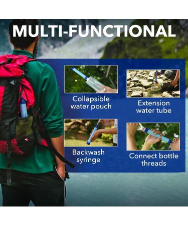 Outdoor Portable Personal Water Filter Straw - 2 Pack for Emergency Survival Gear, Hiking, Camping, Hunting & Travel - Buy Online on GoSupps.com