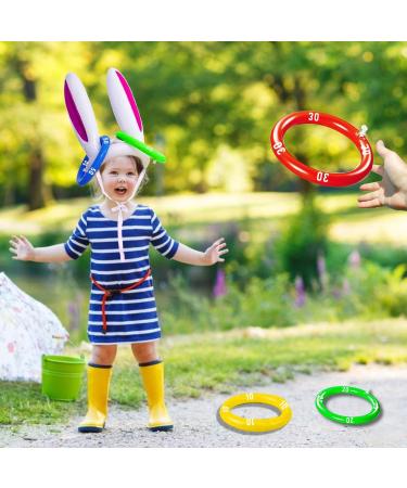 Easter Inflatable Bunny Ring Toss Game - 3 Pack Set with Rabbit Ears - Fun Party Game for Kids and Family Indoor/Outdoor Activities - Includes 12 Score Rings - Buy Online on GoSupps.com