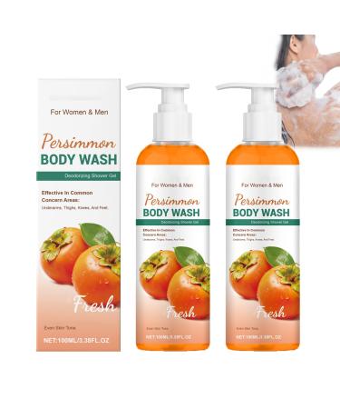 ZLHHRZJX Persimmon shower gel to control body odor natural deodorant soap to reduce odor shower gel for women and men natural soap for men and women (2 PCS)