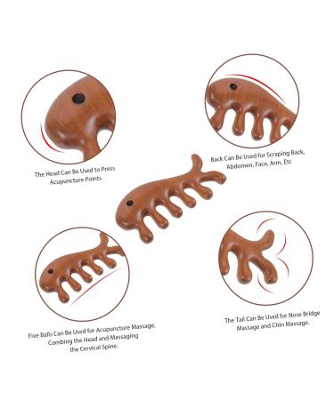 Magiclulu Sandalwood Comb Set - 4 Piece Fish Form Gua Sha Facial Massage Tools & Wooden Combs for Natural Skincare - Buy Online on GoSupps.com