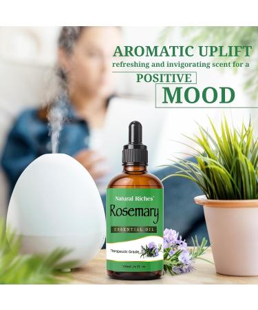 Natural Riches Rosemary Essential Oil | Premium Grade 100% Natural and Pure Rosemary Oil for Hair Growth Skin Face Aromatherapy & Essential Oil for Diffuser | - 4 fl oz - Buy Online on GoSupps.com