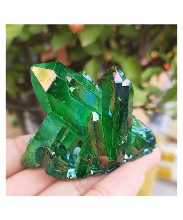 78grams Natural Green Angel Aura Quartz Crystal Cluster Titanium Coating Quartz Cluster Electroplating Stone