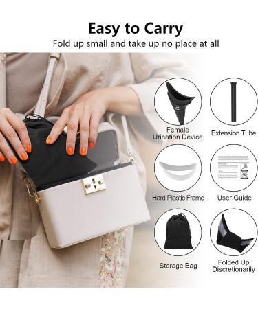 Female Urination Device - Reusable Silicone Portable Urinal for Women | Black Funnel for Travel, Camping, Outdoors, Car | Pee Standing Up & Post Surgery Aid - Buy Online on GoSupps.com